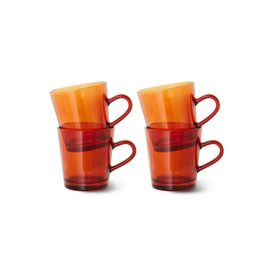 70s Glassware – Coffee Cups, Amber Brown (set of 4) – HKLIVING