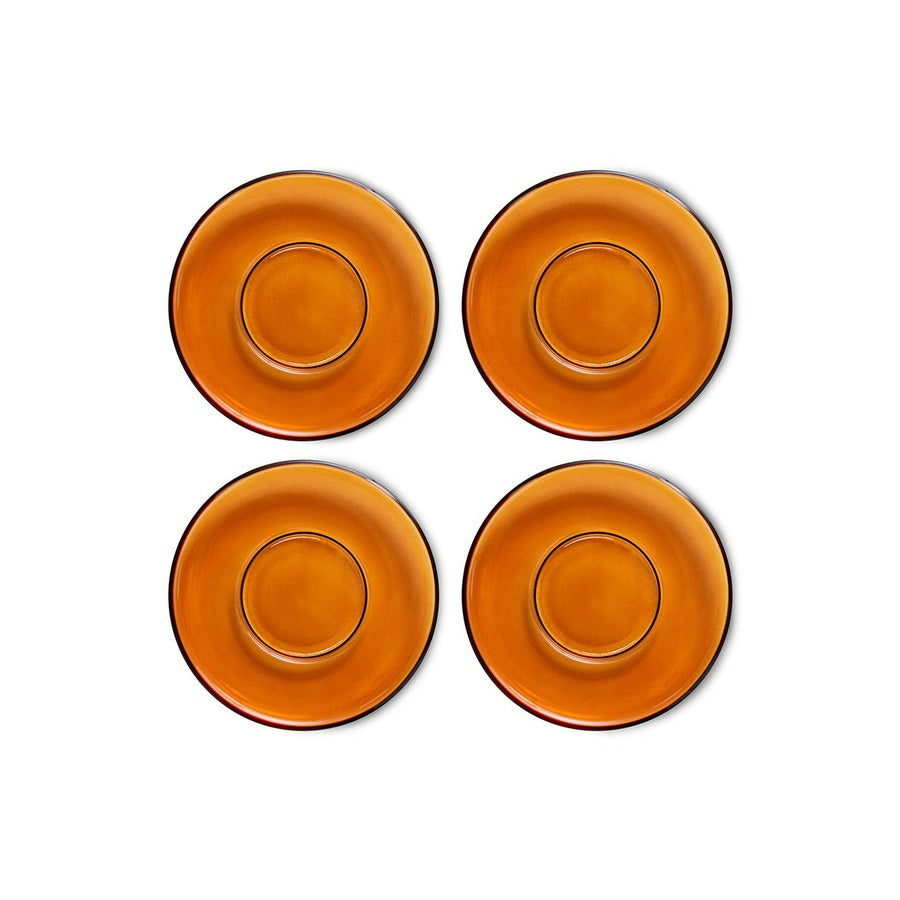 70s Glassware – Saucers, Amber Brown (set of 4) – HKLIVING