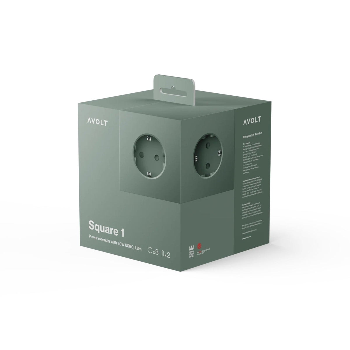 Square 1 USB C - Oak Green - Dekoration - AVOLT