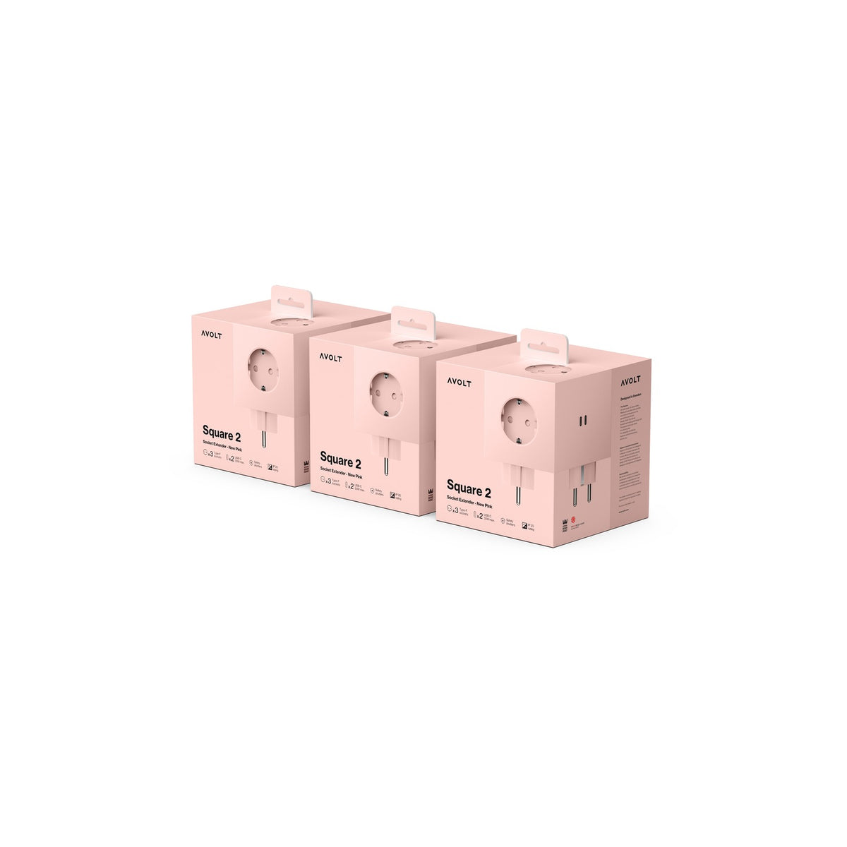 Square 2 USB C 3-Pack - New Pink - Dekoration - AVOLT