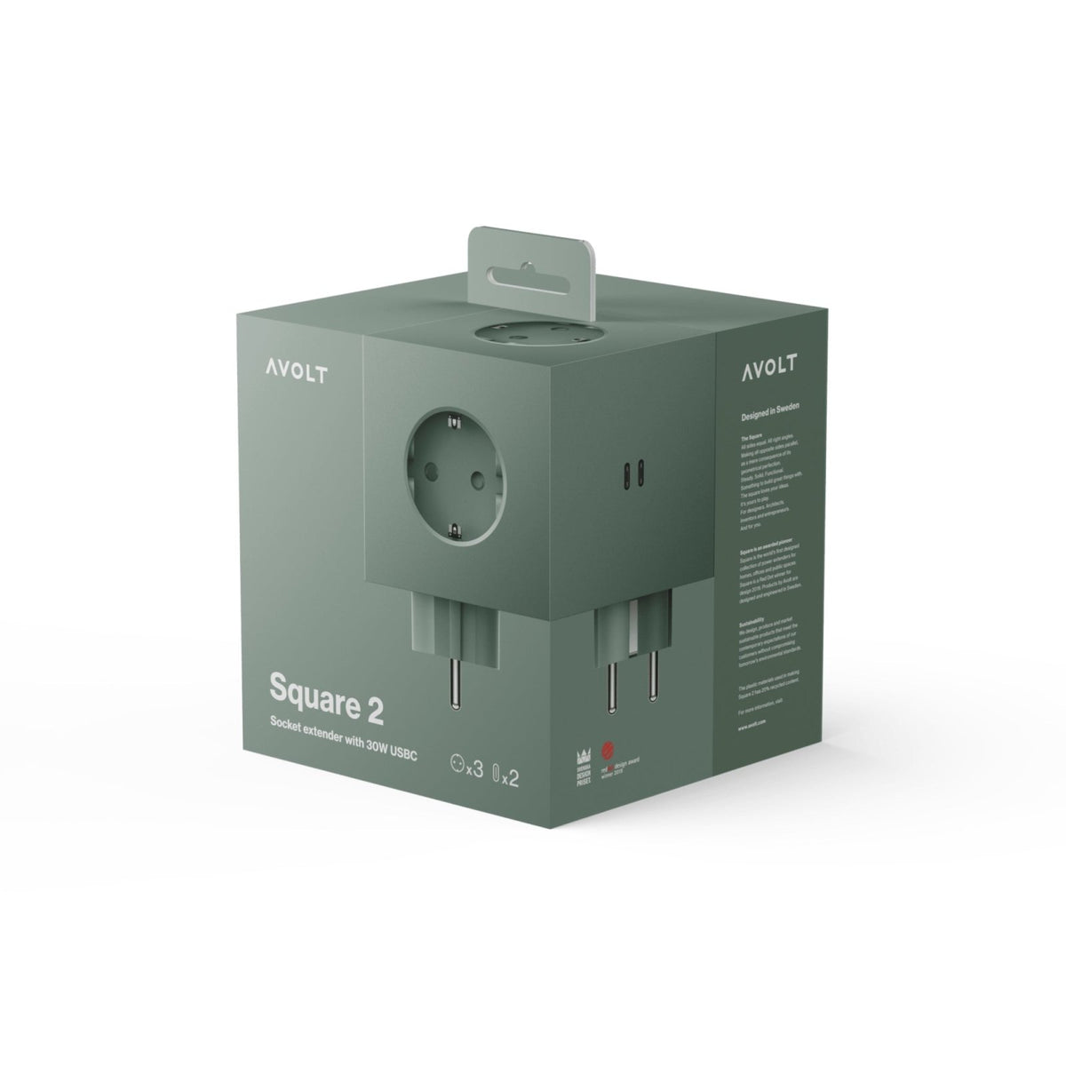Square 2 USB C - Oak Green - Dekoration - AVOLT