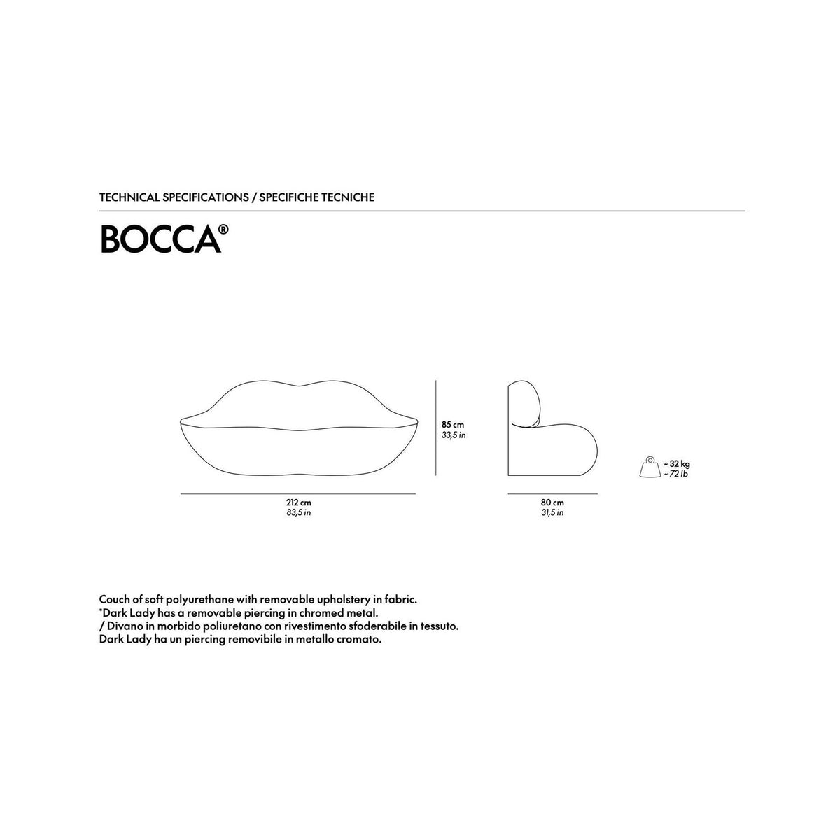 Bocca Dark Lady Sofa - Sofas - Gufram