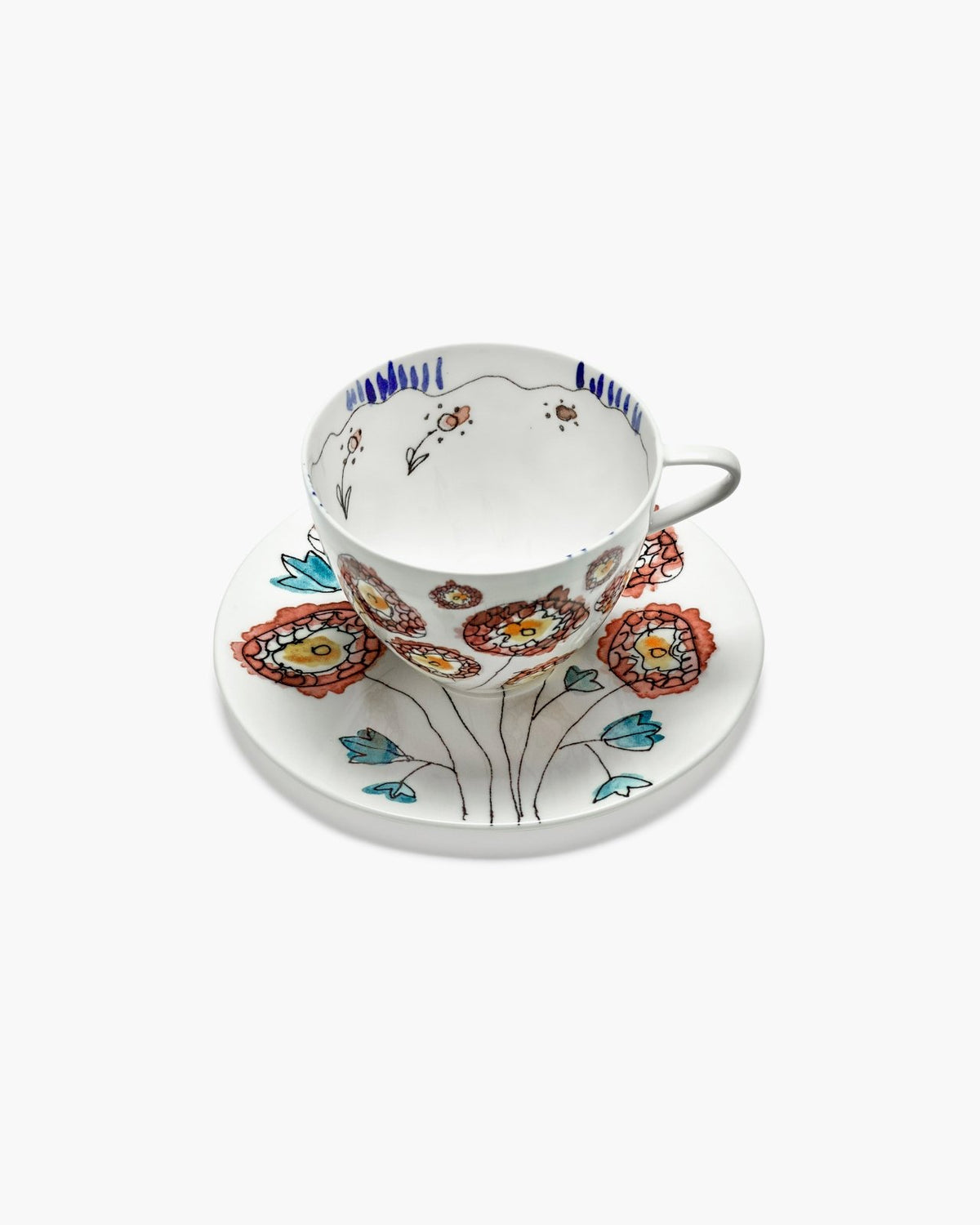 Cappuccino Cup with Saucer 2 - Set Giftbox - Anemone Milk Midnight Flowers - Geschirr - Serax x Marni – view 4