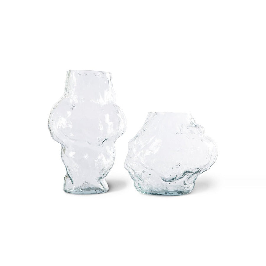 Cloud Vase Clear Glass Low - Vase - HKLIVING
