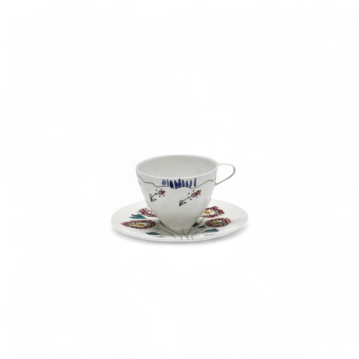 Coffee Cup High with Saucer 2 - Set Giftbox - Anemone Milk Midnight Flowers - Geschirr - Serax x Marni