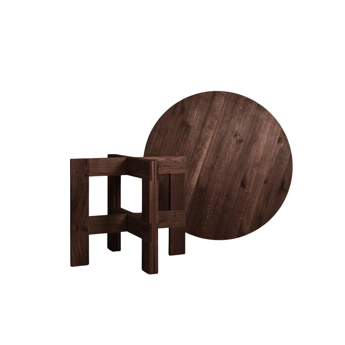 Farmhouse Trestle Table - Dark Oak - 120 Ø Round - Dining Tables - Frama – view 5