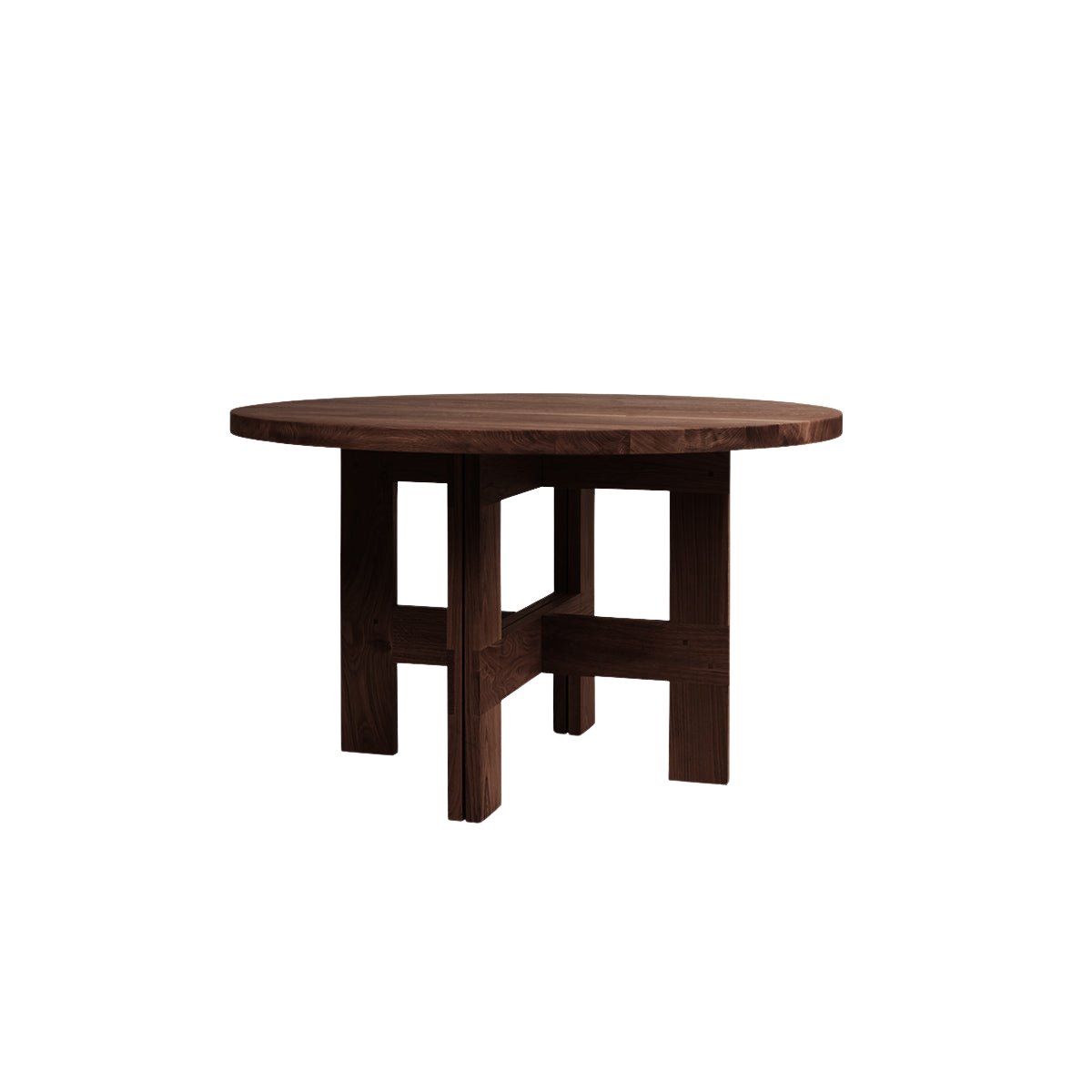 Farmhouse Trestle Table - Dark Oak - 140 Ø Round - Dining Tables - Frama