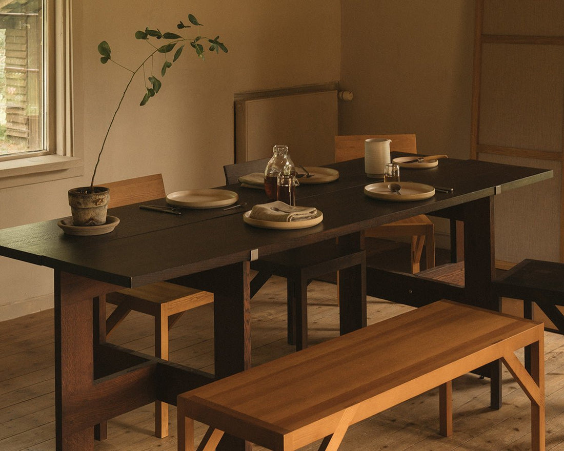 Farmhouse Trestle Table - Dark Oak - L220 Planks - Dining Tables - Frama