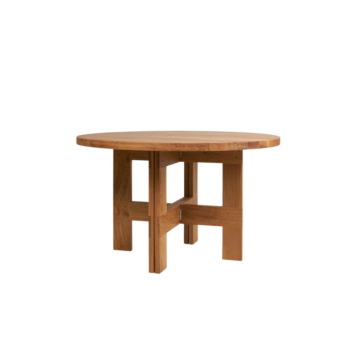 Farmhouse Trestle Table - Natural Oak - 120 Ø Round - Dining Tables - Frama