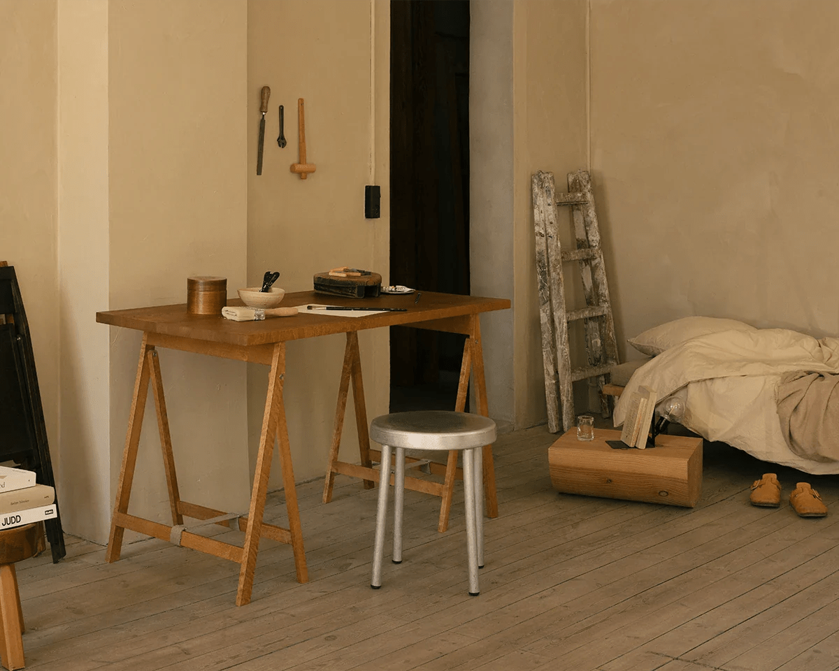 Folding Flat Trestle Table - Warm Brown Birch - Dining Tables - Frama