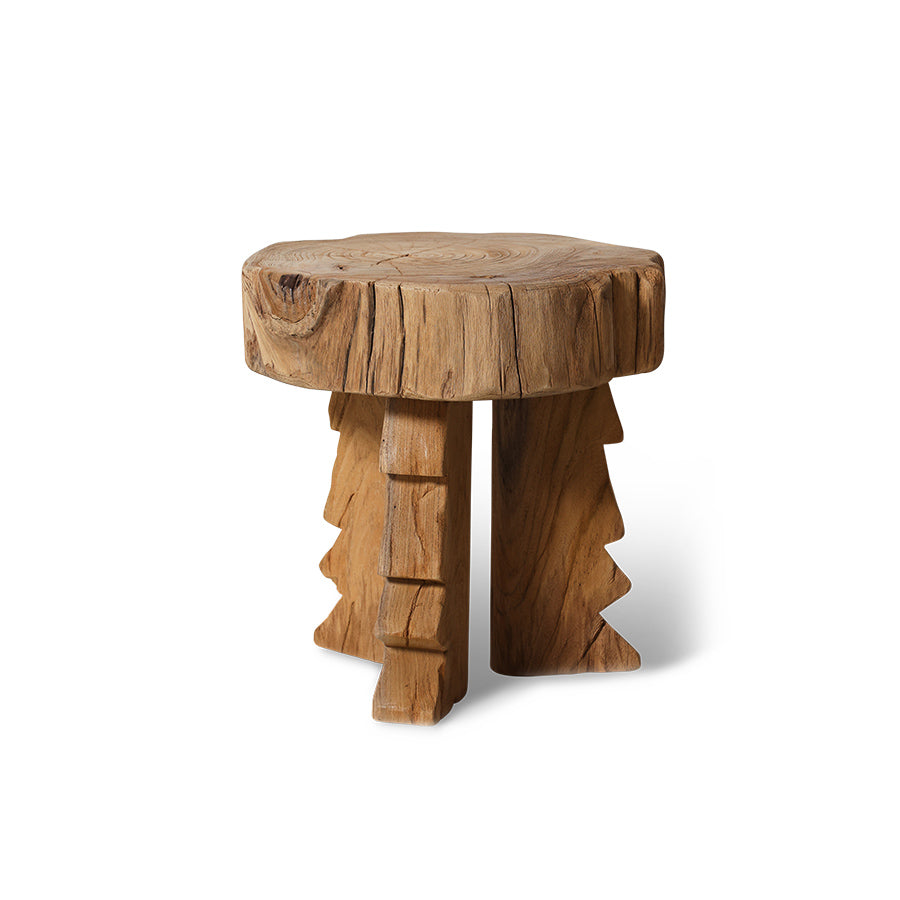 Carved Wooden Stool – HKLIVING