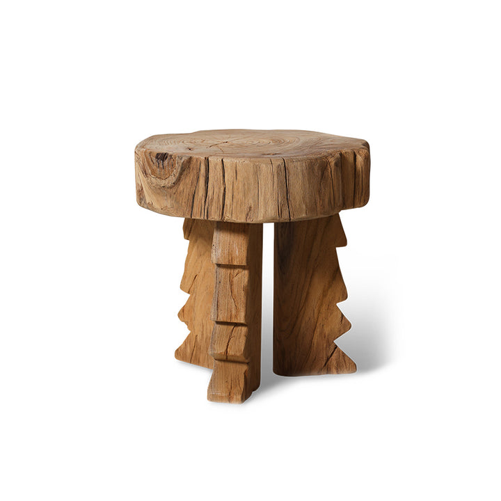 Carved Wooden Stool – HKLIVING