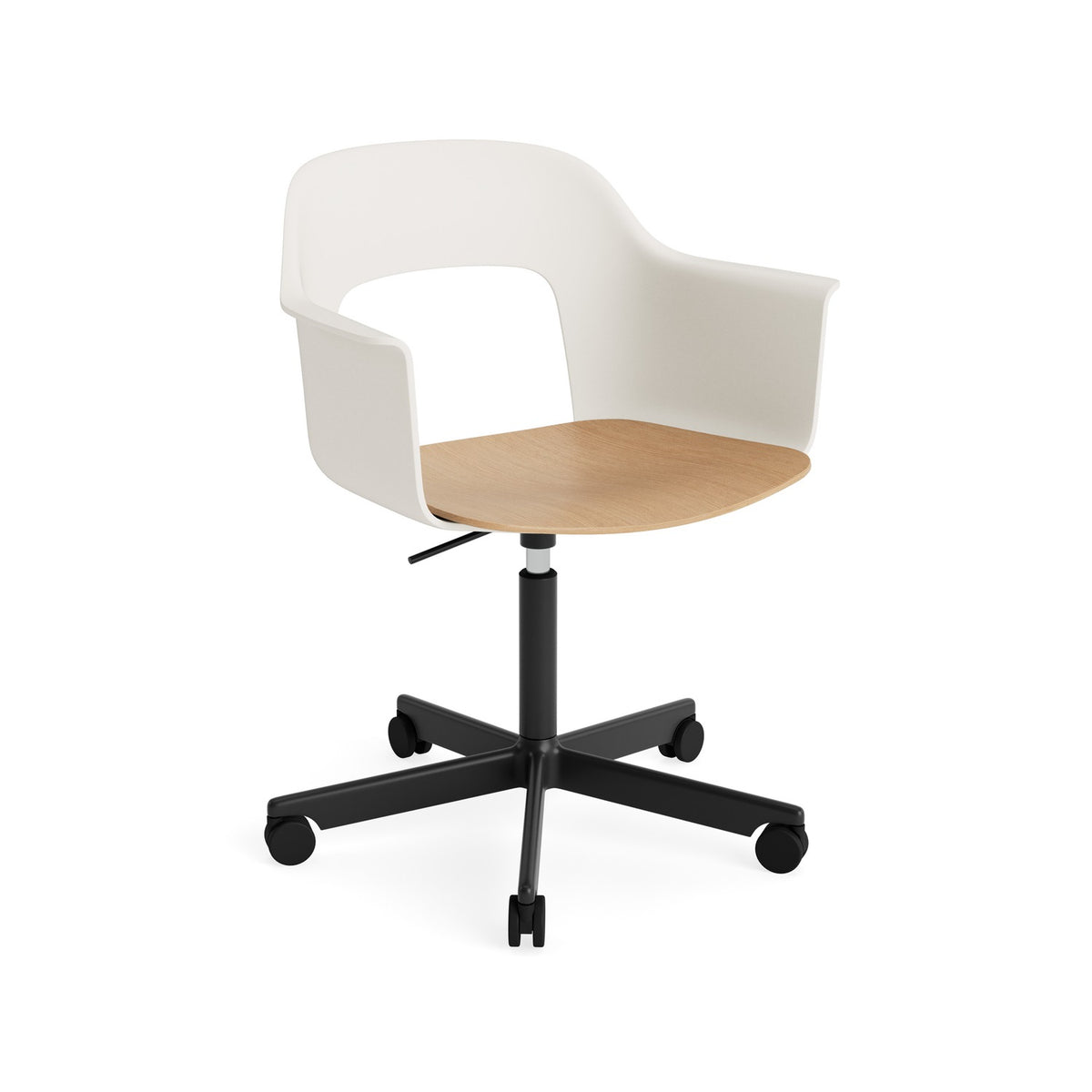 Layout Armchair 242 - Cream White with Oak Seat, Black Powder Coated Aluminium - Chairs - HAY