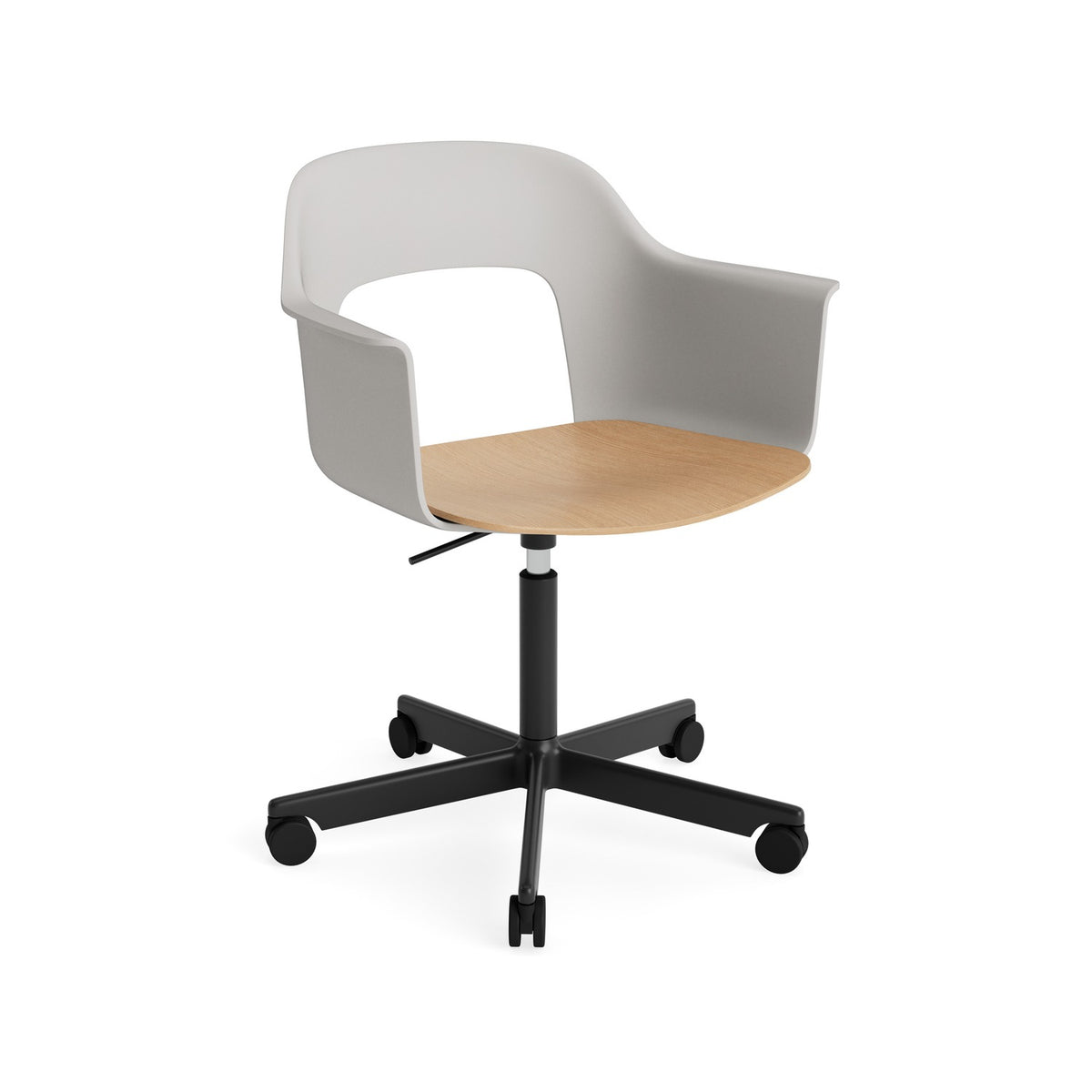 Layout Armchair 242 - Sky Grey with Oak Seat, Black Powder Coated Aluminium - Chairs - HAY