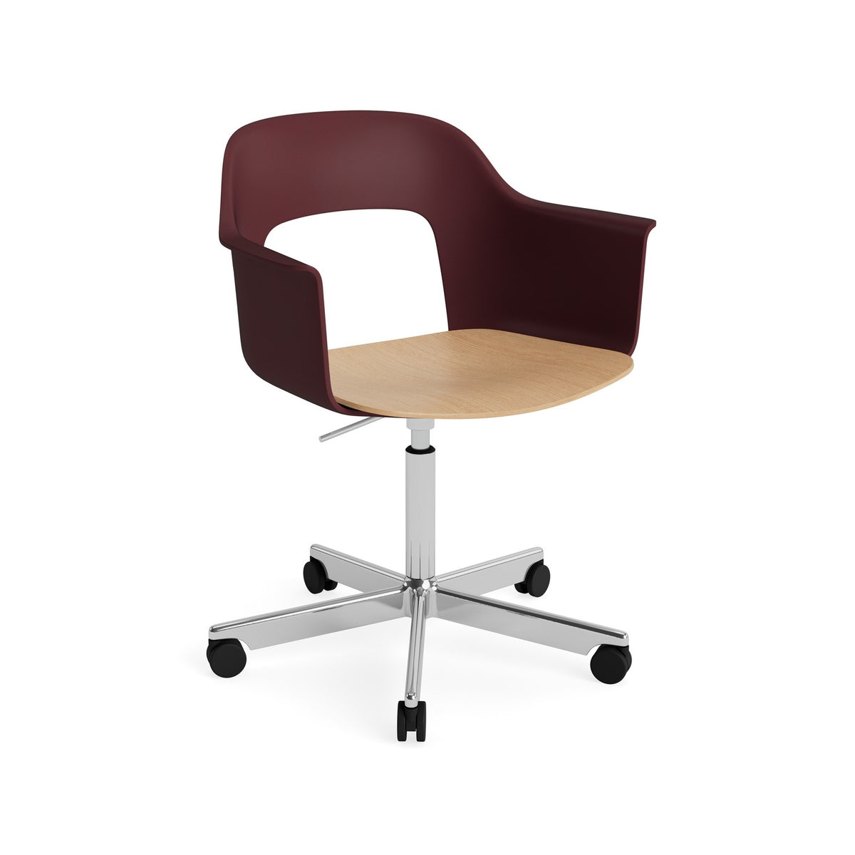 Layout Armchair 242 - Bordeaux with Oak Seat, Polished Aluminium - Chairs - HAY