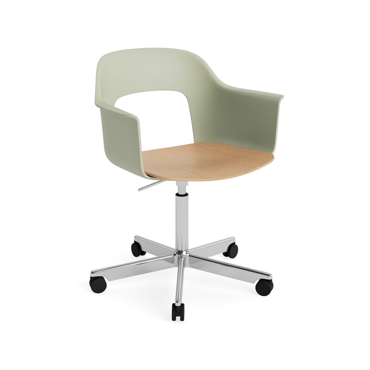 Layout Armchair 242 - Pastel Green with Oak Seat, Polished Aluminium - Chairs - HAY