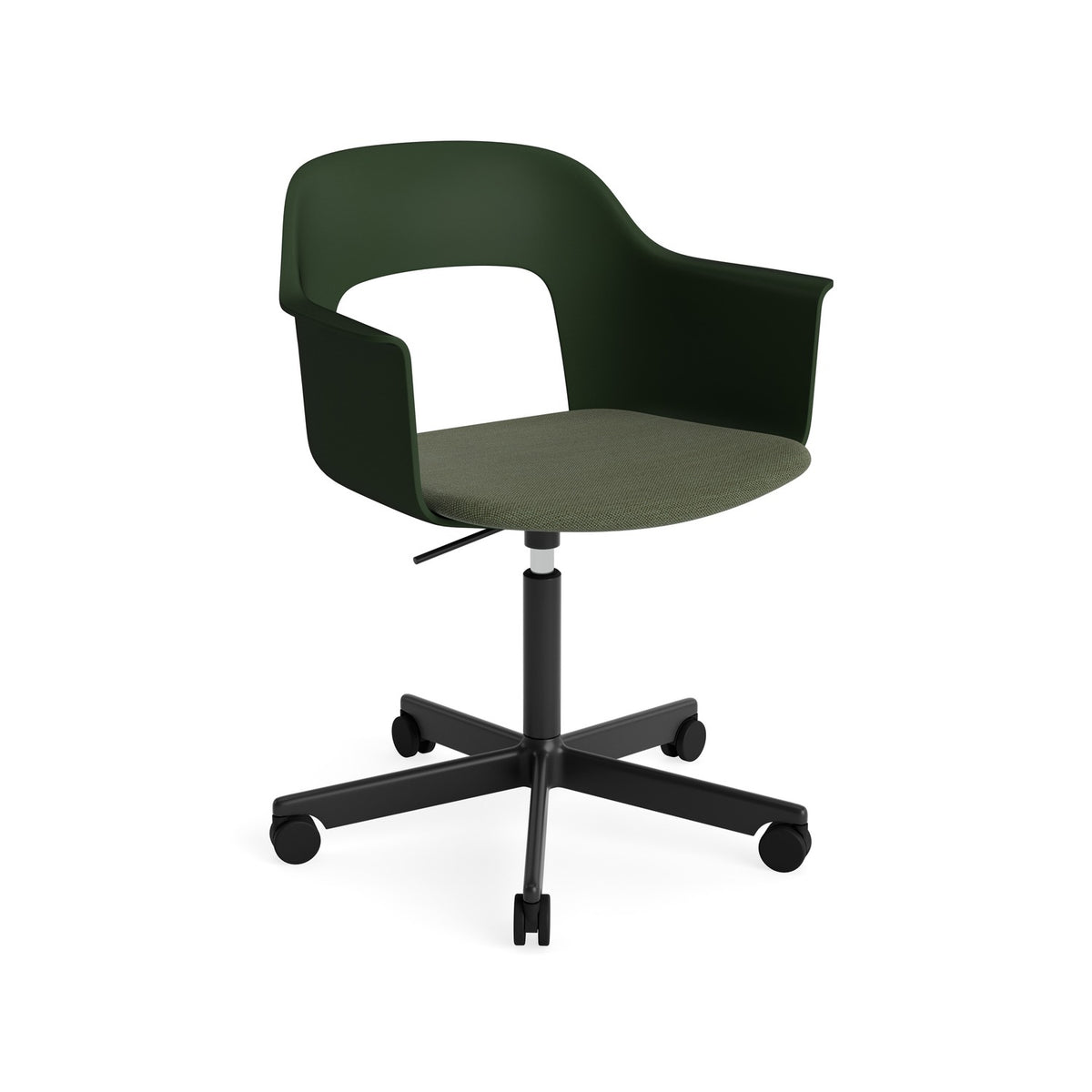 Layout Armchair 243 - Bottle Green Shell, Mode 072 Upholstery, Black Powder Coated Aluminium - Chairs - HAY