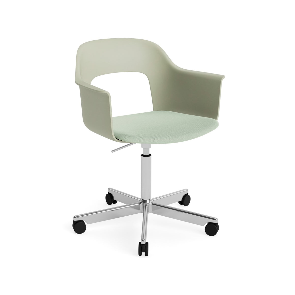 Layout Armchair 243 - Pastel Green Shell, Relate 921 Upholstery, Polished Aluminium - Chairs - HAY