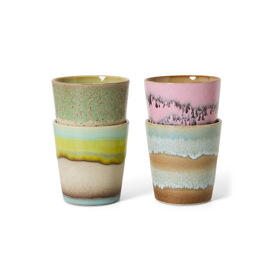 70s Ceramics – Kaffeebecher, Pop Art (4er-Set) – HKLIVING