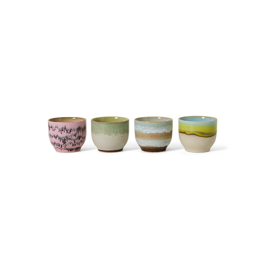 70s Ceramics – Café Cups, Deco (set of 4) – HKLIVING – view 3
