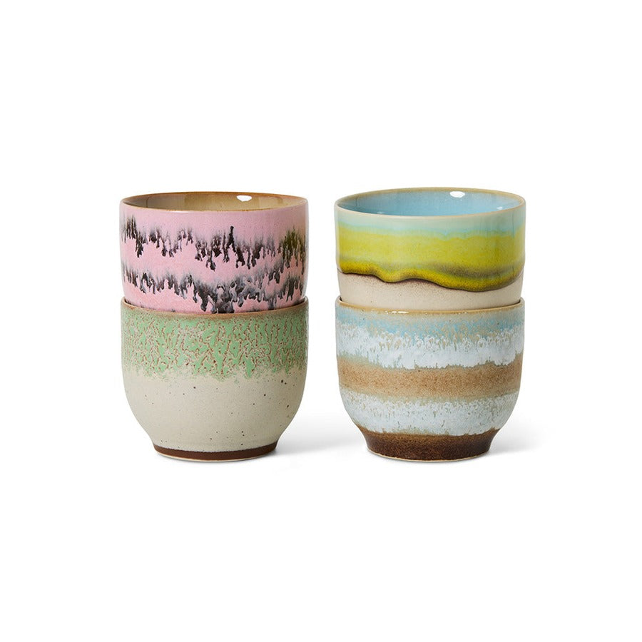 70s Ceramics – Café Cups, Deco (set of 4) – HKLIVING
