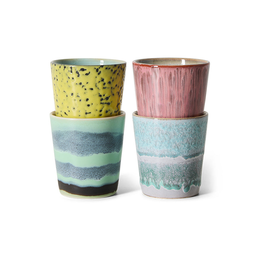 70s Ceramics – Kaffeebecher, Artistic (4er-Set) – HKLIVING