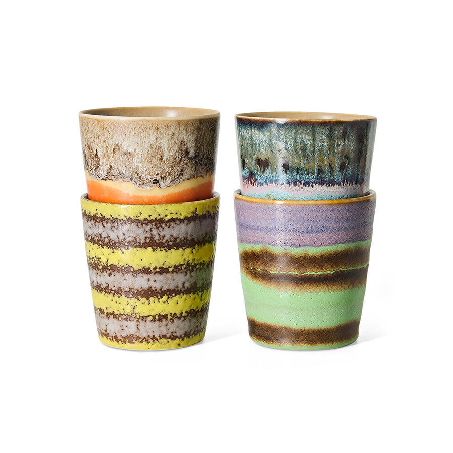 70s Ceramics – Kaffeebecher, Funky (4er-Set) – HKLIVING