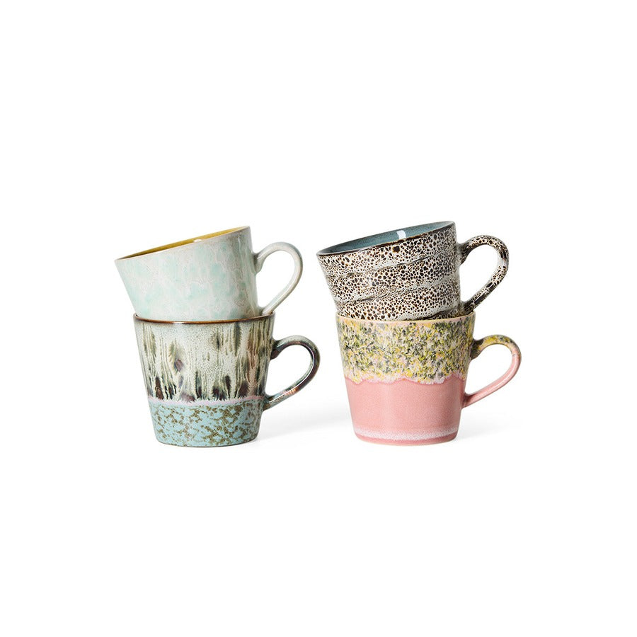 70s Ceramics – Cappuccinotassen, Me-Time (4er-Set) – HKLIVING