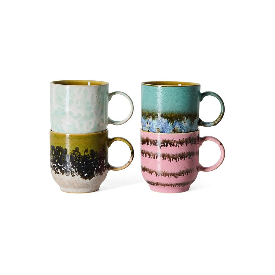70s Ceramics – Café Mugs, Calming (set of 4) – HKLIVING