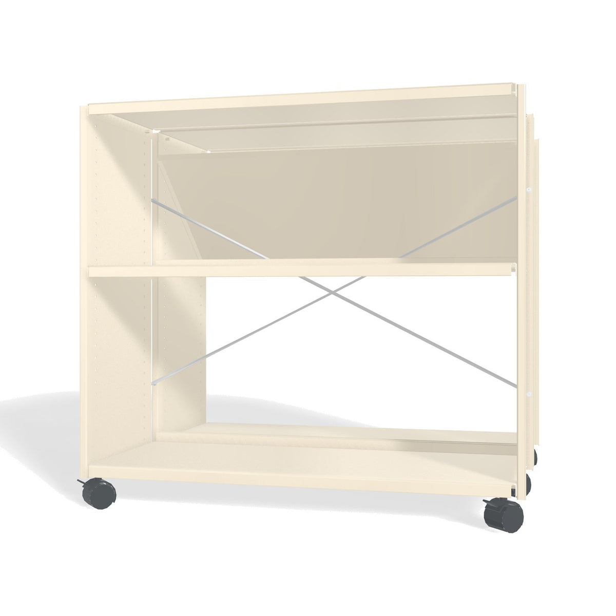 Lehni Aluminium Shelf System Back2Back with Casters in Pearl White