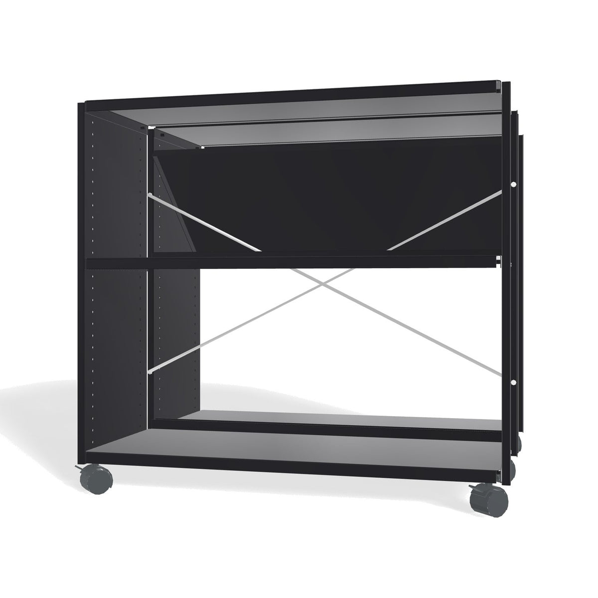 Lehni Aluminium Shelf System Back2Back with Casters in Black