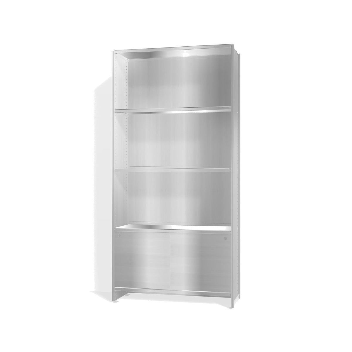 Lehni Aluminium Shelf System Bookshelf, with back panel and sliding doors - Blank Aluminum - Lehni