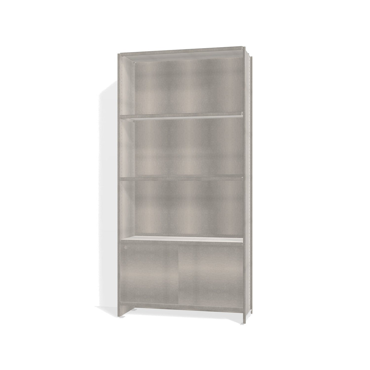 Lehni Aluminium Shelf System Bookshelf, with back panel and sliding doors - Brushed Aluminum - Lehni