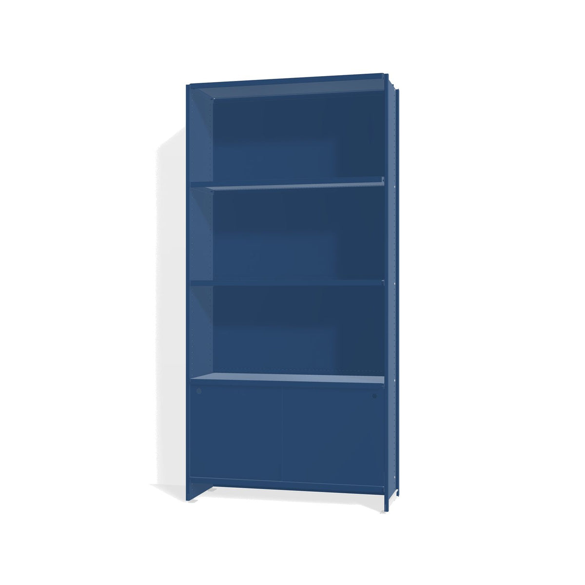 Lehni Aluminium Shelf System Bookshelf, with back panel and sliding doors - Lehni Blue - Lehni