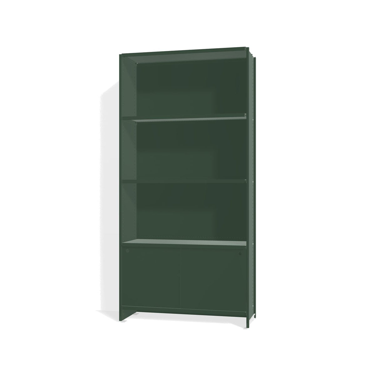Lehni Aluminium Shelf System Bookshelf, with back panel and sliding doors - Fir Green - Lehni