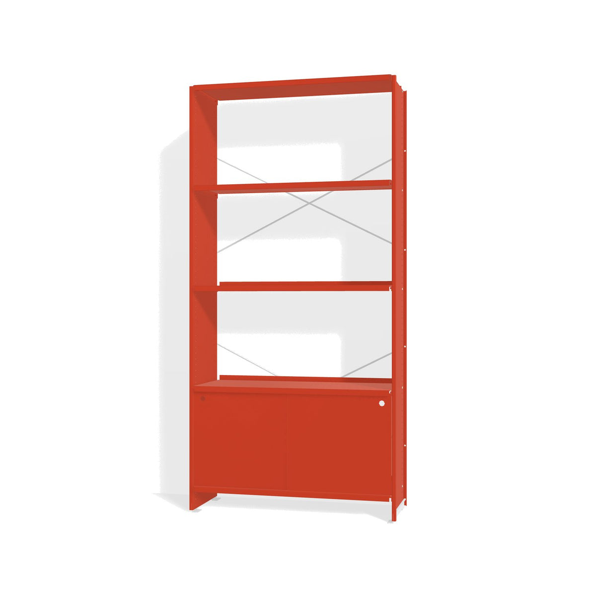 Lehni Aluminium Shelf System Bookshelf, with sliding doors - Vermilion - Lehni