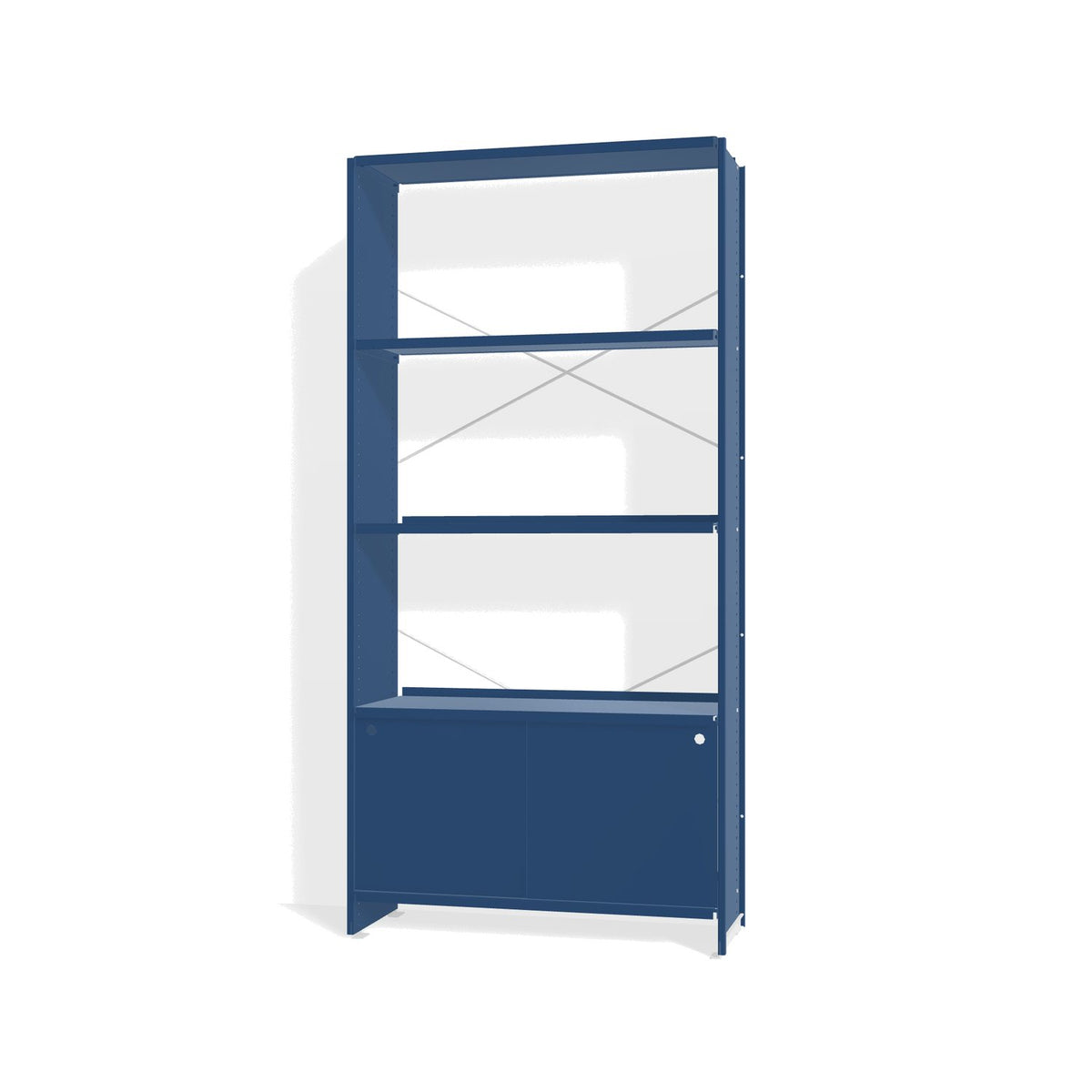 Lehni Aluminium Shelf System Bookshelf, with sliding doors - Lehni Blue - Lehni