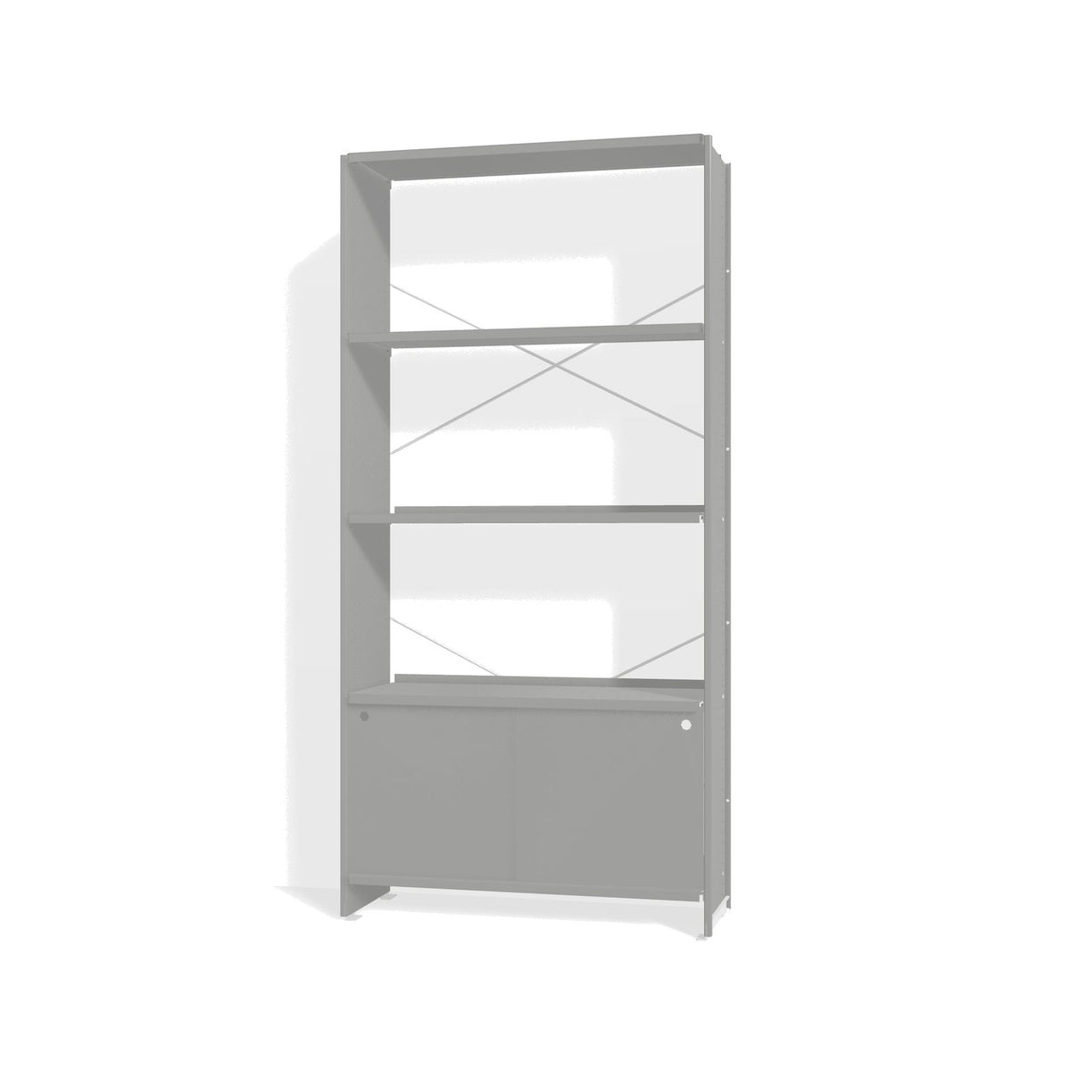 Lehni Aluminium Shelf System Bookshelf, with sliding doors - White Aluminum - Lehni