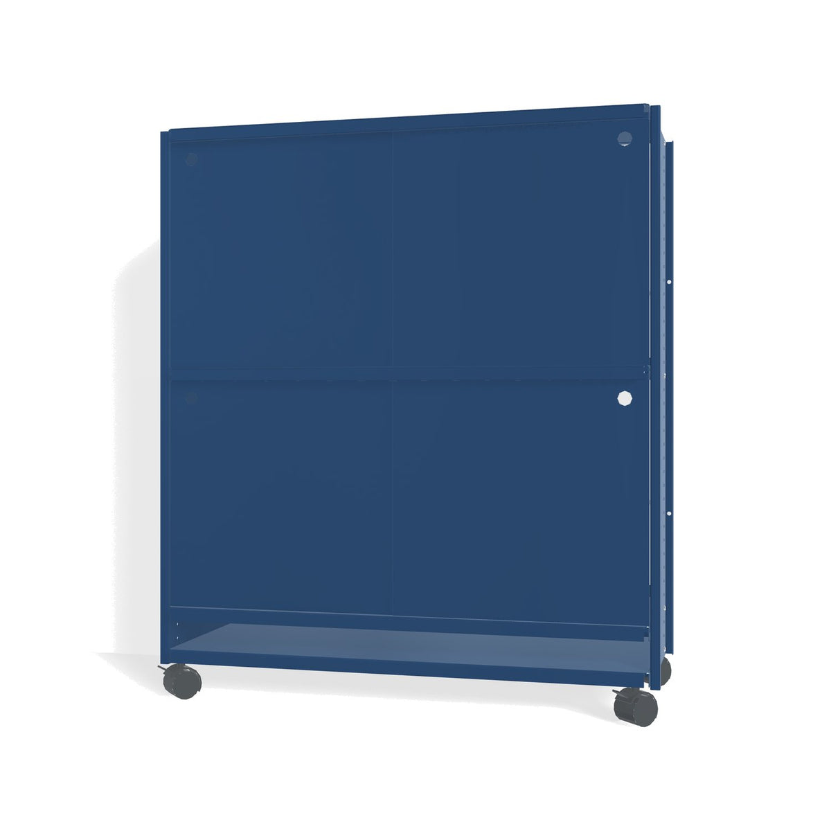 Lehni Aluminium Shelf System Highboard, with sliding doors, on casters - Lehni Blue - Lehni