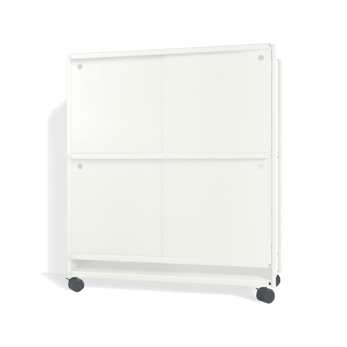 Lehni Aluminium Shelf System Highboard, with sliding doors, on casters - Signal White - Lehni