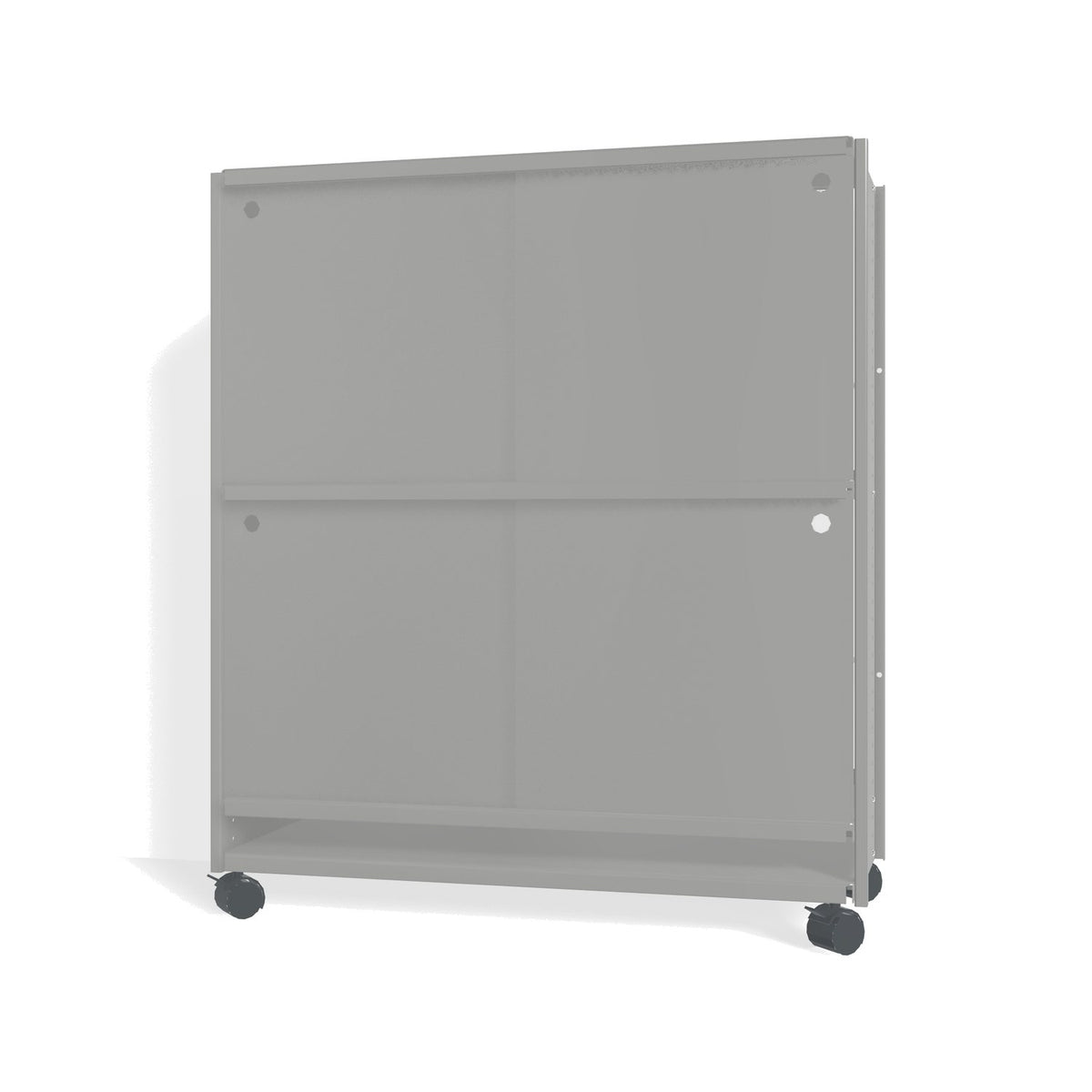 Lehni Aluminium Shelf System Highboard, with sliding doors, on casters - White Aluminum - Lehni