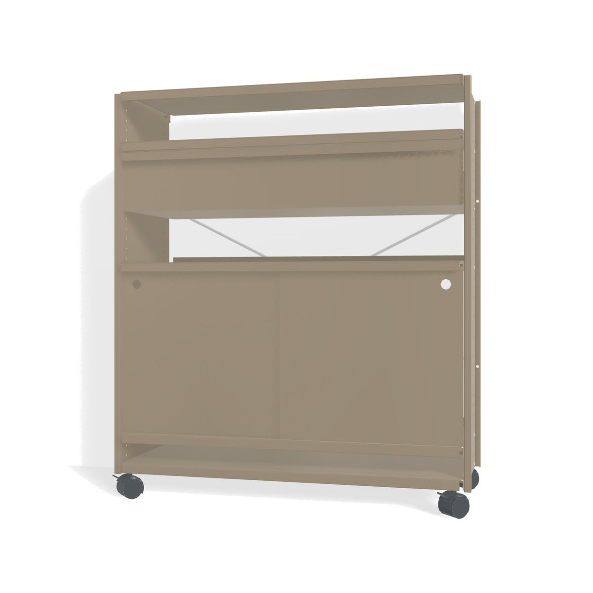Lehni Aluminium Shelf System Highboard, with drawer and sliding door, on casters - Pearl Beige - Lehni