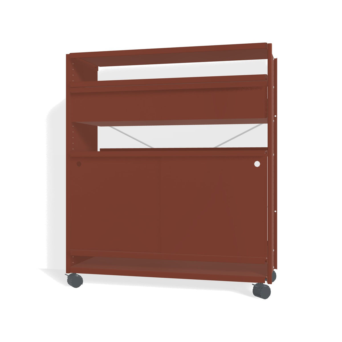 Lehni Aluminium Shelf System Highboard, with drawer and sliding door, on casters - Pearl Copper - Lehni