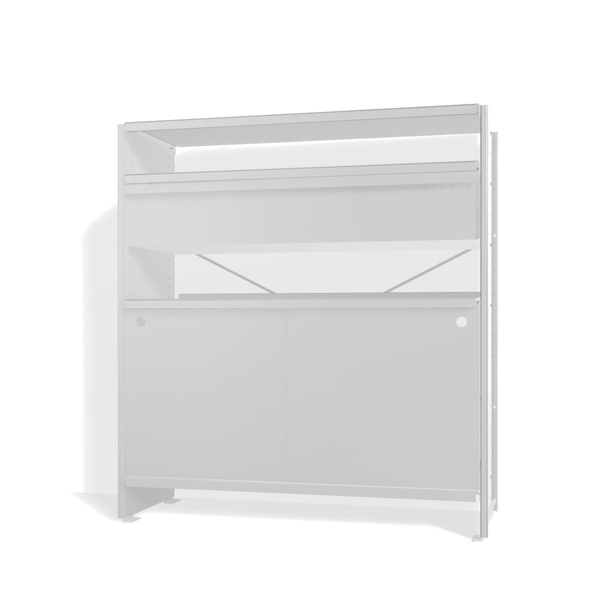 Lehni Aluminium Shelf System Highboard, with drawer and sliding door - Colorless Anodized - Lehni