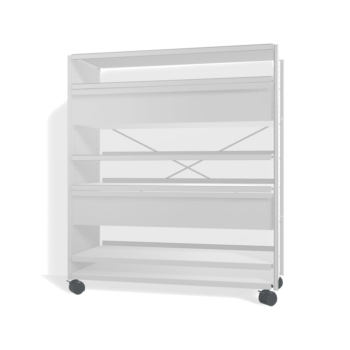 Lehni Aluminium Shelf System Highboard, with two drawers, on casters - Colorless Anodized - Lehni