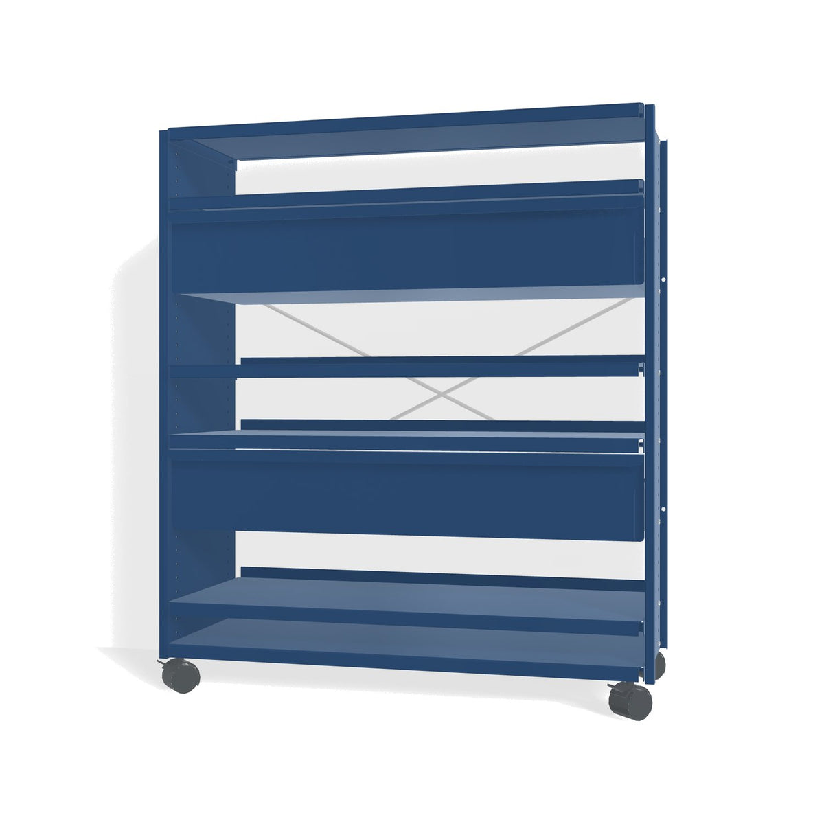 Lehni Aluminium Shelf System Highboard, with two drawers, on casters - Lehni Blue - Lehni