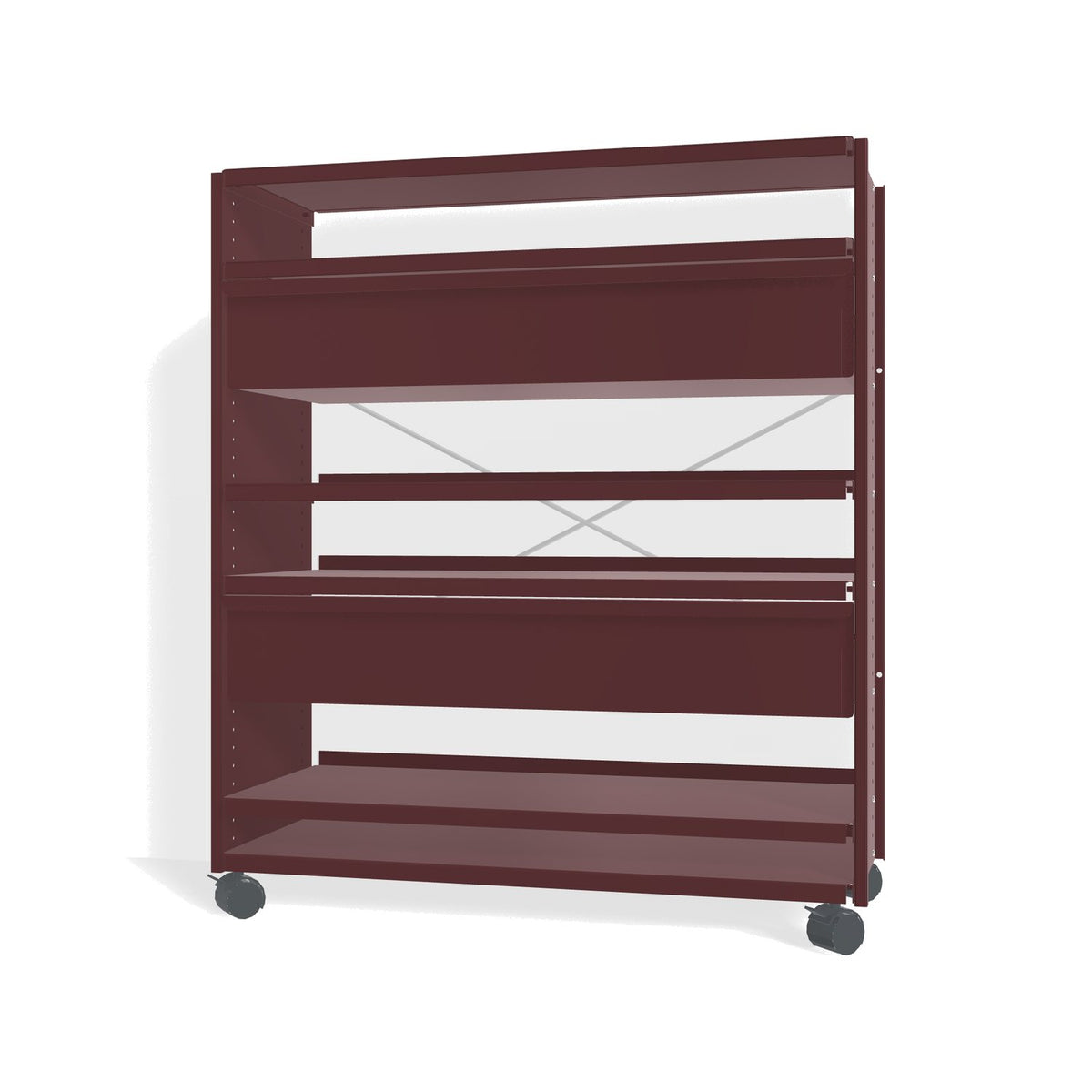 Lehni Aluminium Shelf System Highboard, with two drawers, on casters - Black Red - Lehni