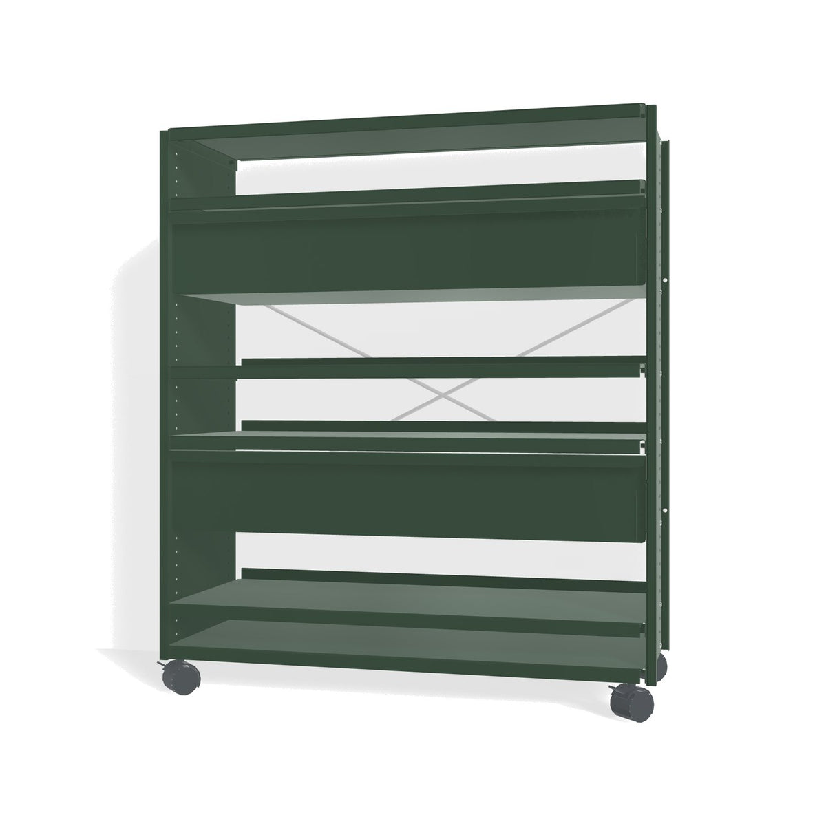 Lehni Aluminium Shelf System Highboard, with two drawers, on casters - Fir Green - Lehni