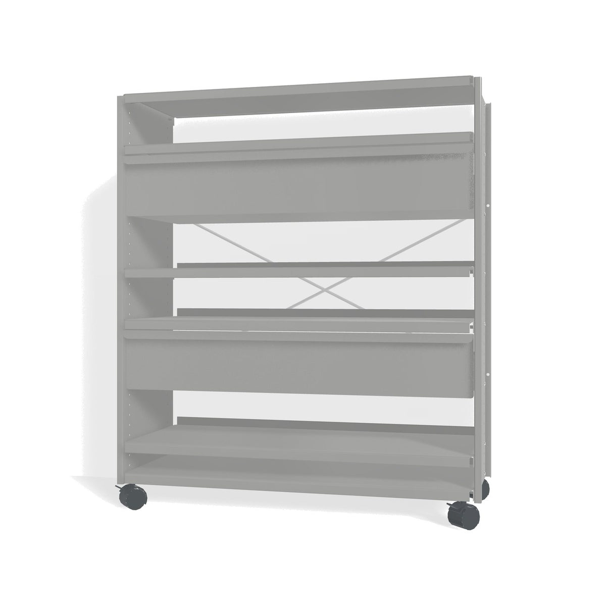 Lehni Aluminium Shelf System Highboard, with two drawers, on casters - White Aluminum - Lehni