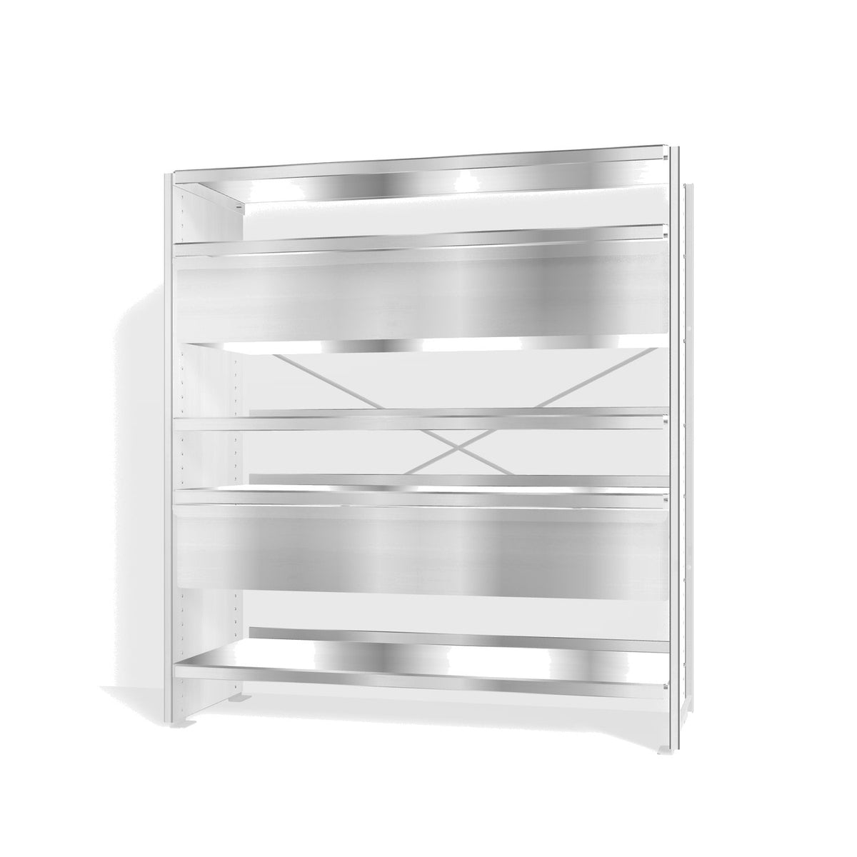Lehni Aluminium Shelf System Highboard, with two drawers - Blank Aluminum - Lehni